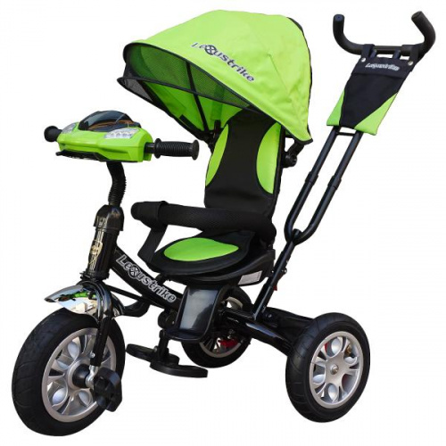 велосипед детский LEXUS TRIKE надув/колеса 12/10", светомуз/панель, поворот/сиденье, светло-зеленый